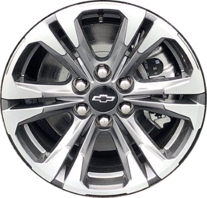 Chevrolet Colorado 2021-2022 dark grey machined 17x8 aluminum wheels or rims. Hollander part number ALY14027HH, OEM part number 84391149.