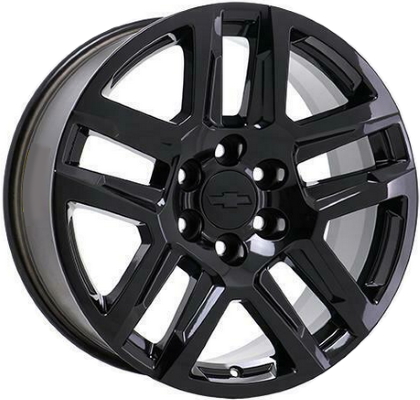 Chevrolet Colorado 2023-2024, Silverado 1500 2020-2024 powder coat black 20x9 aluminum wheels or rims. Hollander part number ALY5913U45, OEM part number 84253947.