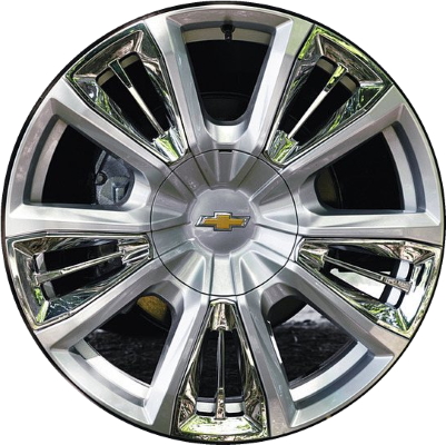 Chevrolet Silverado 1500 2022-2024, Suburban 2021-2024, Tahoe 2021-2024 powder coat silver 22x9 aluminum wheels or rims. Hollander part number 14046/96951, OEM part number 84434287.