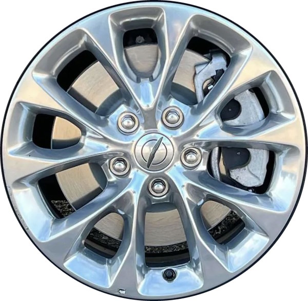 Chrysler Pacifica 2021-2023 polished 18x7.5 aluminum wheels or rims. Hollander part number ALY95055U80/180368, OEM part number 6TR01AAAAA.
