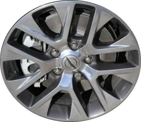Chrysler Pacifica 2021-2024 grey polished 18x7.5 aluminum wheels or rims. Hollander part number ALY95052, OEM part number 6TR04WASAA.