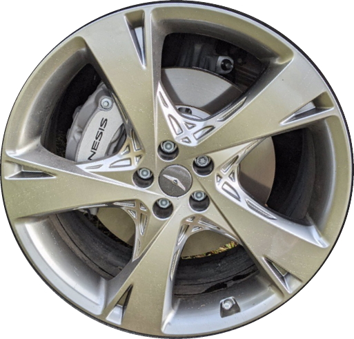 Genesis GV80 2021-2024 powder coat hyper grey 22x9.5 aluminum wheels or rims. Hollander part number 71022, OEM part number 52906-T6200.
