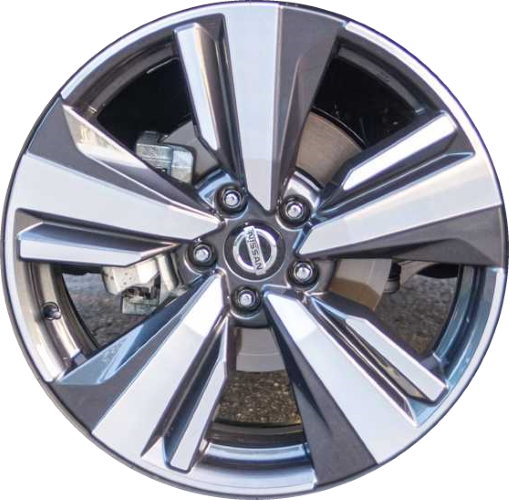 Nissan Rogue 2021-2024 charcoal machined 19x7.5 aluminum wheels or rims. Hollander part number ALY62829/96987, OEM part number 40300-6RH3B.