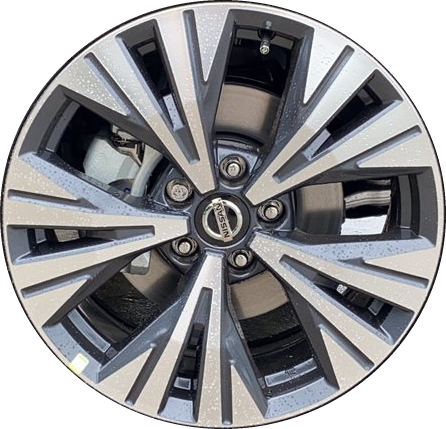 Nissan Rogue 2021-2023 charcoal machined 18x7.5 aluminum wheels or rims. Hollander part number ALY62828/96986, OEM part number 40300-6RR3B.