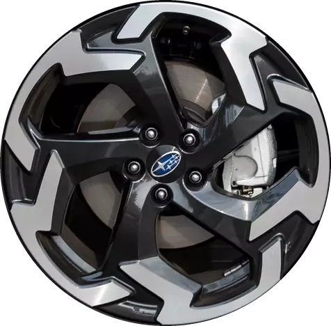 Subaru Crosstrek 2021-2023 black machined 18x7 aluminum wheels or rims. Hollander part number 68648, OEM part number 28111FL340.