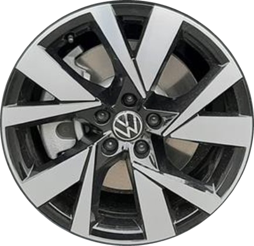 Volkswagen Atlas Cross Sport 2020-2023 black machined 18x8 aluminum wheels or rims. Hollander part number ALY70080U45/96849, OEM part number 3CM601025BFZZ.