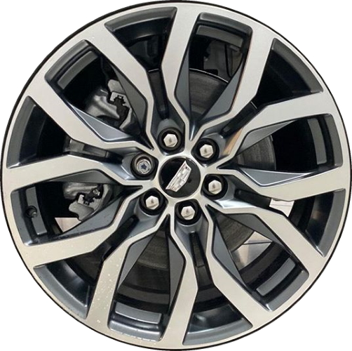 Cadillac XT5 2021-2023, XT6 2021-2024 charcoal machined 20x8 aluminum wheels or rims. Hollander part number 4870/96955, OEM part number 84479320.