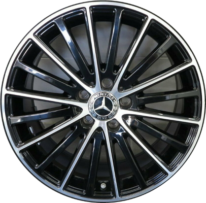 Mercedes-Benz C300 2019-2021 black machined 18x7.5 aluminum wheels or rims. Hollander part number ALY85691, OEM part number 20540114017X23.