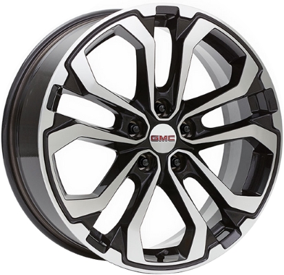 GMC Terrain 2018-2021 black machined 19x7.5 aluminum wheels or rims. Hollander part number ALY5899U46.PB01, OEM part number 23419545.