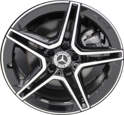 Mercedes-Benz GLA250 2021-2023, GLB250 2020-2023 grey or black machined 19x7.5 aluminum wheels or rims. Hollander part number 85822U, OEM part number 24740115007X23, 24740115007Y51.