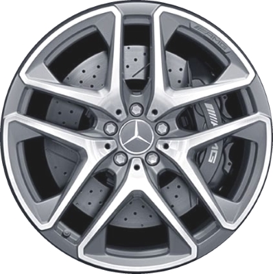 Mercedes-Benz GLC63 2019-2021 grey or black machined 20x9.5 aluminum wheels or rims. Hollander part number ALY85642U/85644, OEM part number 25340136007X36, 25340136007X21.
