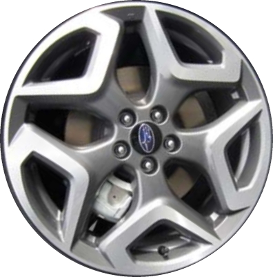 Subaru Crosstrek 2018 grey machined 18x7 aluminum wheels or rims. Hollander part number ALY68857U35, OEM part number 28111FL250.