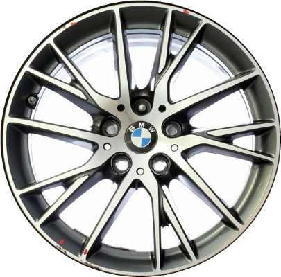 BMW 228i 2020, M235i 2020 charcoal machined 17x7 aluminum wheels or rims. Hollander part number 86577, OEM part number 36107849122.