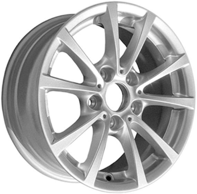 BMW 320i 2011-2016, 328i 2011-2015 powder coat silver 16x7 aluminum wheels or rims. Hollander part number 97642, OEM part number 36116796236.