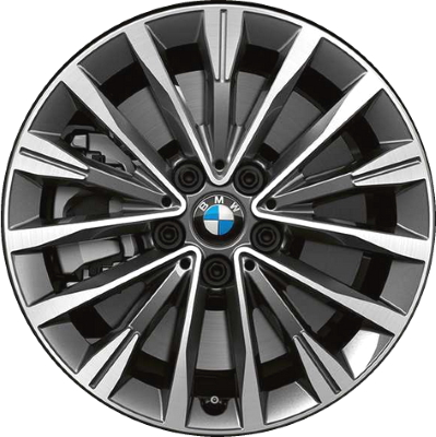 BMW 228i 2020, M235i 2020 grey machined 17x7.5 aluminum wheels or rims. Hollander part number 86580, OEM part number 36116856085.