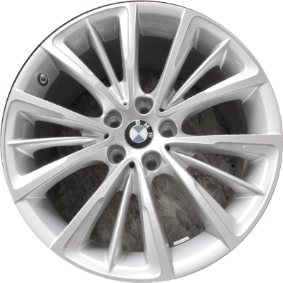 BMW 740e 2017-2019, 740i 2016-2020, 745e 2020, 750i 2016-2020 silver machined 18x8 aluminum wheels or rims. Hollander part number 86273, OEM part number 36116867339.