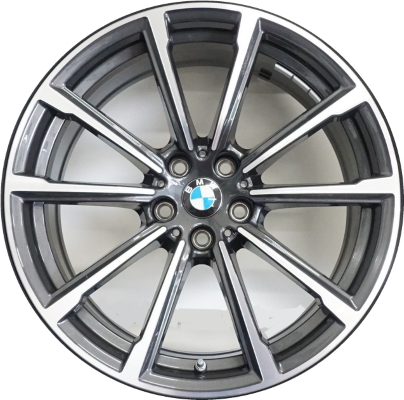 BMW 640i GT 2018-2019 grey machined 19x8.5 aluminum wheels or rims. Hollander part number ALY86409U35, OEM part number 36116877022.