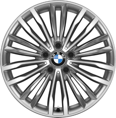 BMW 430i 2019-2020, 440i 2019-2020 grey machined 19x8 aluminum wheels or rims. Hollander part number 86407, OEM part number 36116877136.