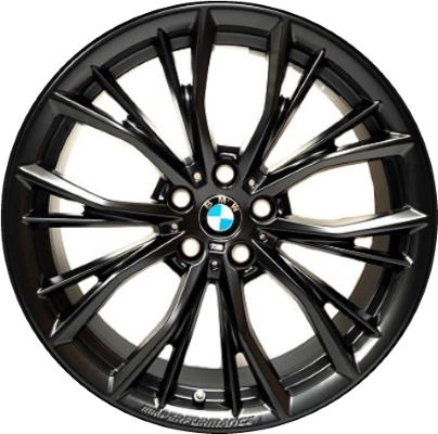 BMW 840i 2020, M850i 2020 powder coat black 19x8 aluminum wheels or rims. Hollander part number 86522, OEM part number 36116885455.