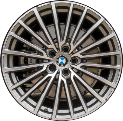 BMW 740i 2020-2022, 745e 2020, 750i 2020-2022, M760i 2022grey machined 20x8.5 aluminum wheels or rims. Hollander part number 86519, OEM part number 36116887602.