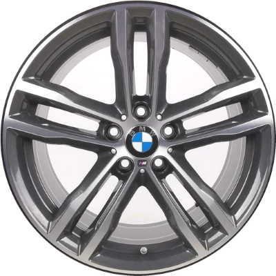 BMW 430i 2018-2020, 440i 2018-2020 dark grey machined 19x8 aluminum wheels or rims. Hollander part number 86568, OEM part number 36117856710.