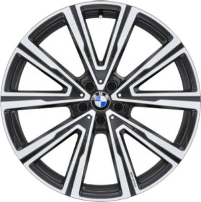 BMW X5 2019-2021, X6 2020-2022 charcoal machined 22x9.5 aluminum wheels or rims. Hollander part number 86469, OEM part number 36118072000.