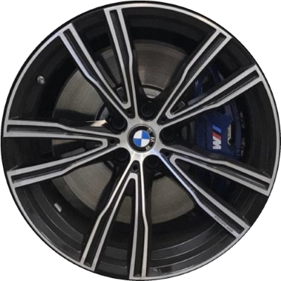 BMW 840i 2020-2023, M850i 2019-2023 black machined 20x8 aluminum wheels or rims. Hollander part number 86420, OEM part number 36118072027.