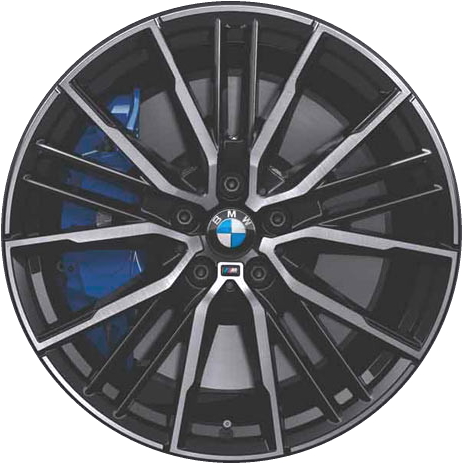 BMW 228i 2020-2023, M235i 2020-2023 black machined 19x8 aluminum wheels or rims. Hollander part number 86590, OEM part number 36118092356.