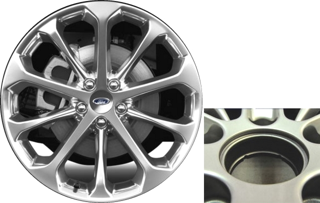 Ford Taurus 2015-2019 polished 20x8 aluminum wheels or rims. Hollander part number ALY3927U80, OEM part number DG1Z1007H.