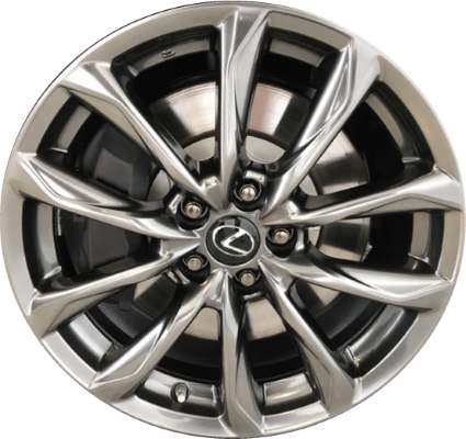 Lexus RC300 2019-2022, RC350 2019-2022 powder coat smoked hyper 19x8 aluminum wheels or rims. Hollander part number 74382, OEM part number 42611A24000, 42611A24010.
