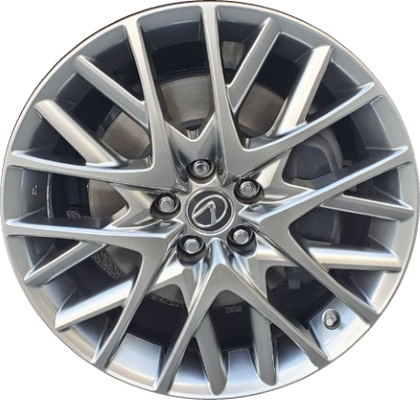 Lexus RC300 2019-2022, RC350 2019-2022 powder coat hyper silver 19x8 aluminum wheels or rims. Hollander part number 74315U78, OEM part number 4261124130, 4261124140.