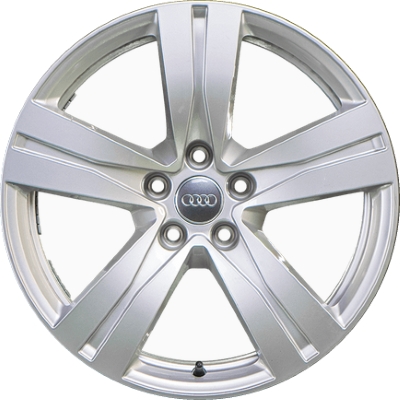 Audi Q7 2019 powder coat silver 18x8 aluminum wheels or rims. Hollander part number ALY59050, OEM part number 4M0601025A.