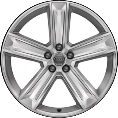 Audi Q8 2019-2022 powder coat silver 20x9 aluminum wheels or rims. Hollander part number ALY59062, OEM part number 4M8601025C.