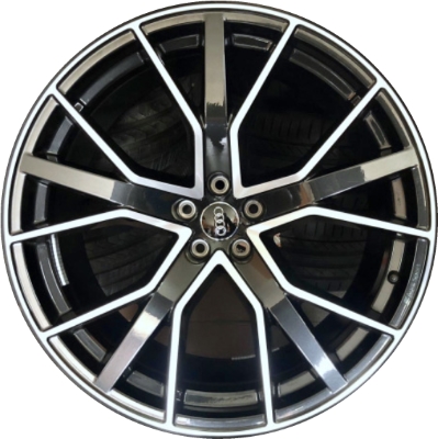 Audi Q8 2019-2023, SQ8 2020-2023 black machined 22x10 aluminum wheels or rims. Hollander part number 59065, OEM part number 4M8601025Q.
