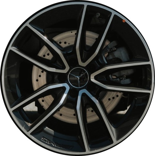 Mercedes-Benz A35 2021-2022 black machined 19x8 aluminum wheels or rims. Hollander part number ALY65578, OEM part number 17740120007X23.