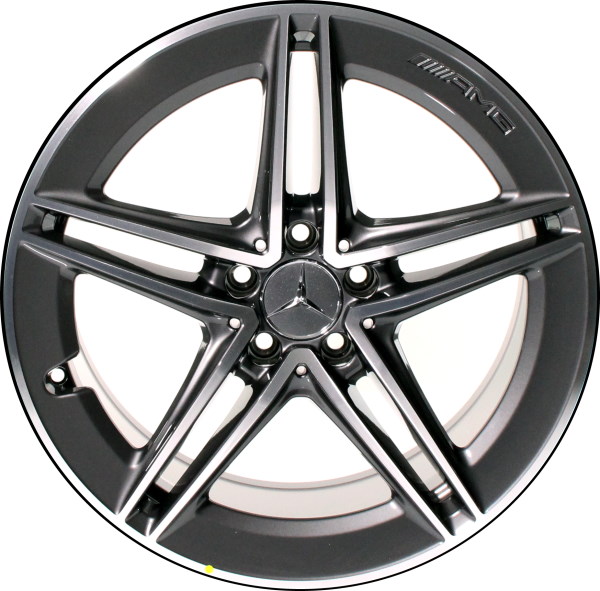 Mercedes-Benz CLA45 2021-2023 grey machined 19x9 aluminum wheels or rims. Hollander part number 65594a, OEM part number 17740122007Y51.