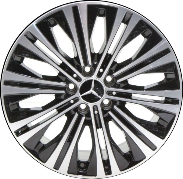 Mercedes-Benz CLA250 2021-2023 black machined 18x7.5 aluminum wheels or rims. Hollander part number ALY65592, OEM part number 17740133007X23.