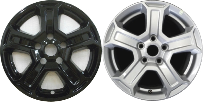 Jeep Wrangler 2019-2023, Jeep Wrangler JL 2018 Black, 5 Spoke, Plastic Hubcaps, Wheel Covers, Wheel Skins, Imposters. ONLY Fits 17 Inch Alloy Wheel Pictured. Part Number IMP-420BLK/7920GB.