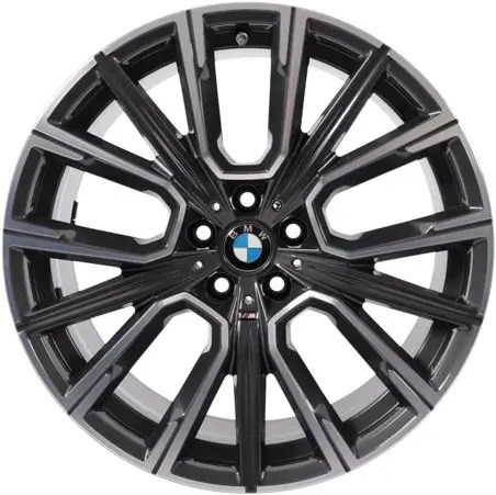 BMW 740i 2021-2022, 750i 2021-2022, M760i 2021-2022 charcoal machined or powder coat black 20x8.5 aluminum wheels or rims. Hollander part number 71445U/96934, OEM part number 36118745914, 36118090096.