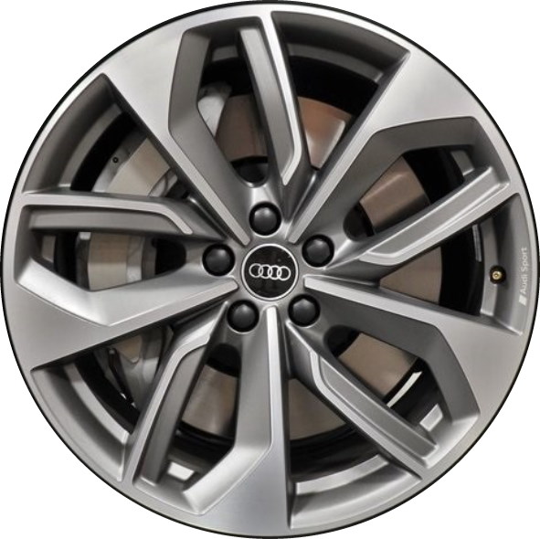 Audi e-tron 2020-2021 grey machined 20x9 aluminum wheels or rims. Hollander part number ALY95017, OEM part number Not Yet Known.