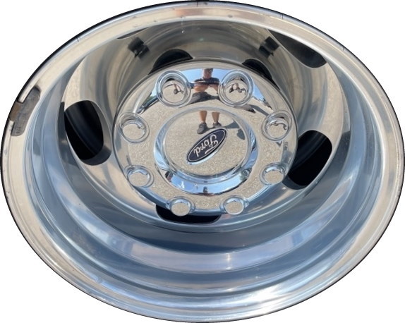 Ford F-350 DRW 2021-2024 polished 17x6.5 aluminum wheels or rims. Hollander part number ALY10478, OEM part number JC3Z1007E.