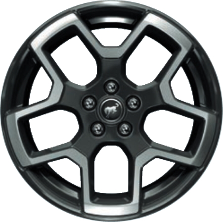 Ford Bronco Sport 2021-2024 black machined 18x7 aluminum wheels or rims. Hollander part number ALY10329/95033, OEM part number M1PZ-1007-F.