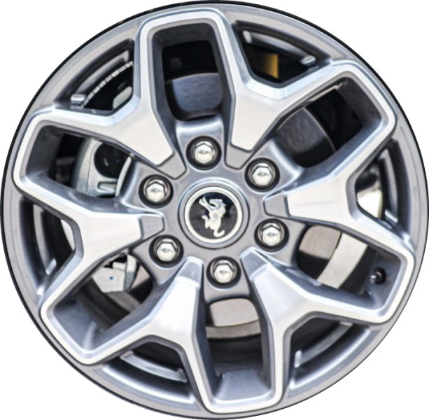 Ford Bronco 2021-2024 grey machined 17x8 aluminum wheels or rims. Hollander part number ALY10387/95229, OEM part number M2DZ-1007-N.