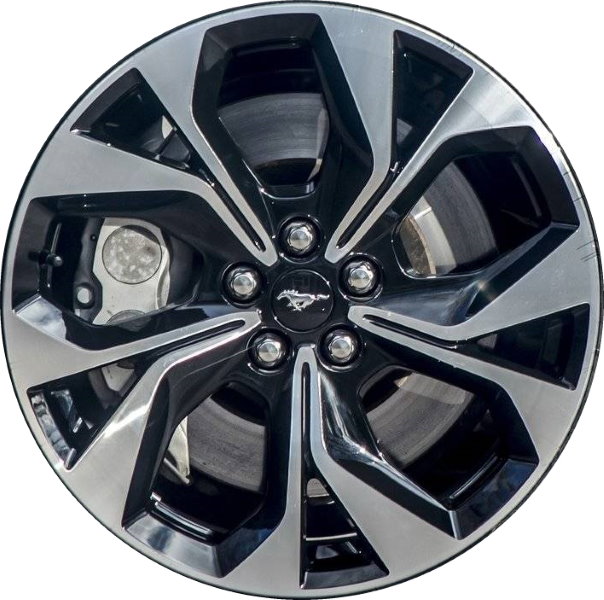 Ford Mustang Mach-E 2021-2024 black machined 19x7 aluminum wheels or rims. Hollander part number ALY10337HH, OEM part number LJ8Z-1007-B.