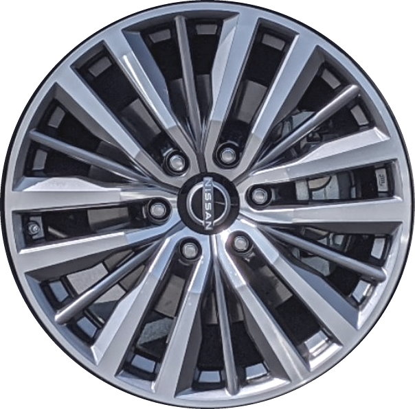 Nissan Armada 2021-2024 grey machined 20x8 aluminum wheels or rims. Hollander part number ALY62858, OEM part number D0C00-6JL3A.