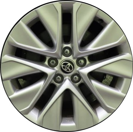 Toyota Mirai 2021-2023 powder coat silver 19x8 aluminum wheels or rims. Hollander part number ALY75213/95147, OEM part number 4261A-62010.