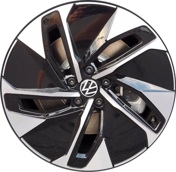 Volkswagen ID.4 2021-2022 black machined 19x8 aluminum wheels or rims. Hollander part number 70086, OEM part number 11A601025FZZ.