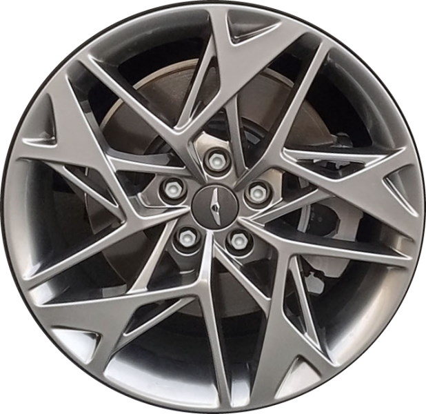 Genesis GV70 2022-2024 powder coat hyper grey 19x8 aluminum wheels or rims. Hollander part number 71038, OEM part number 52910-AR100.