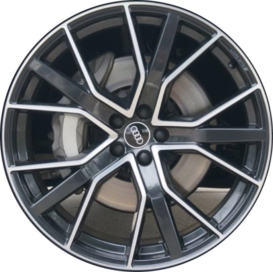 Audi Q7 2020-2023 black machined 22x10 aluminum wheels or rims. Hollander part number ALY59053U45, OEM part number 4M0601025CS.