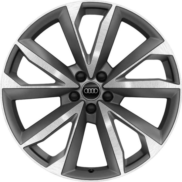 Audi SQ7 2020-2023 dark grey machined 21x9.5 aluminum wheels or rims. Hollander part number ALY12059/95042, OEM part number 4M0601025BP.